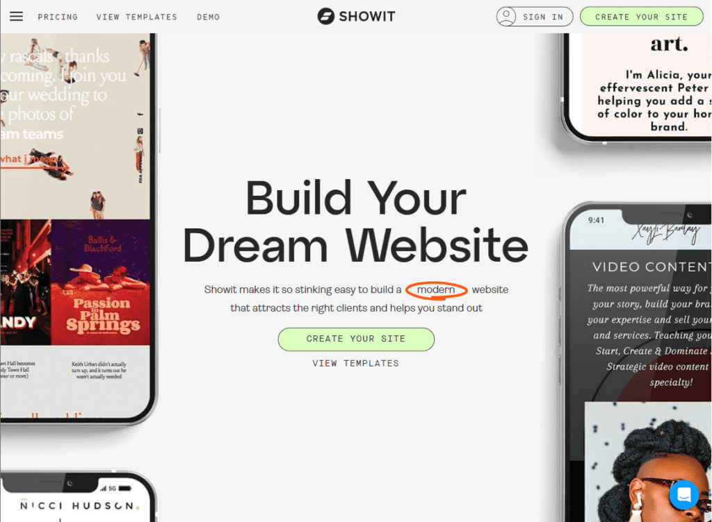 Showit website